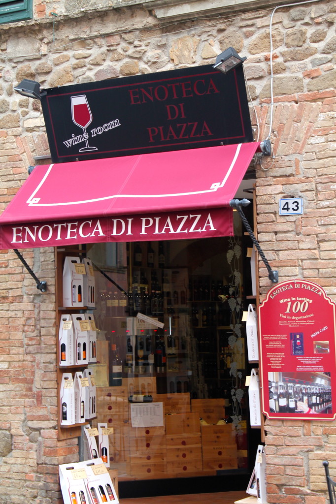 One of many enotecas in centro Montalcino that freely pours Montalcino's famous Brunello!