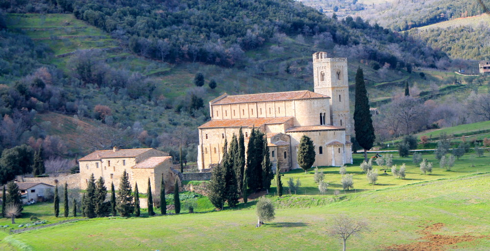 Gregorian monks chant daily at Abbadia di S'Antimo.